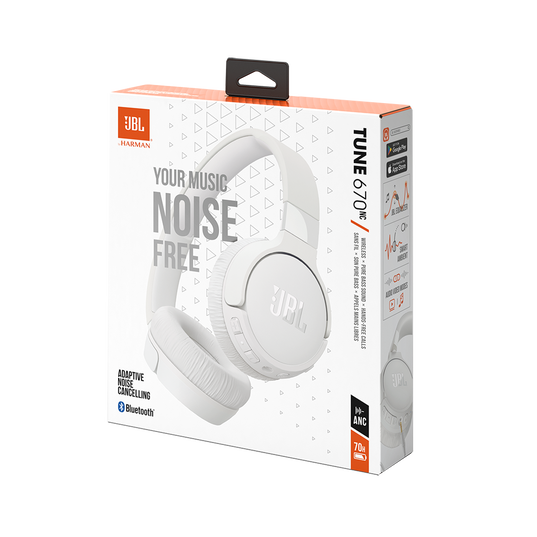 JBL Tune 670NC - White - Adaptive Noise Cancelling Wireless On-Ear Headphones - Detailshot 10